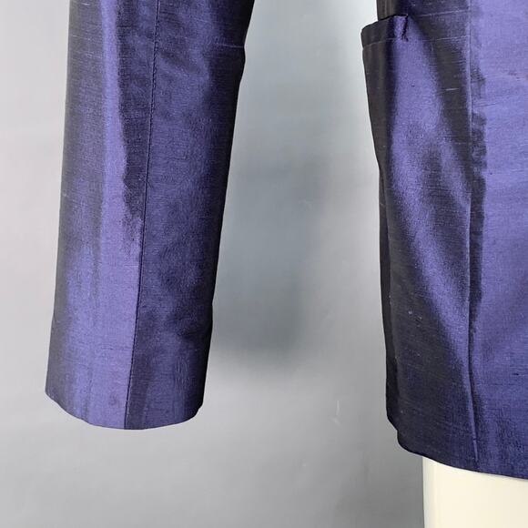 EMPORIO ARMANI Size 34 Regular Metallic Blue Silk Blend Shantung Sport Coat - Picture 4 of 8
